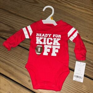 NWTCarter's Red Football Theme Baby Bodysuit